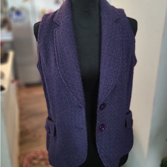 Coldwater Creek Jackets & Blazers - Coldwater Creek Purple Boucle Wool Blend Sleeveless Blazer Vest Small 6-8